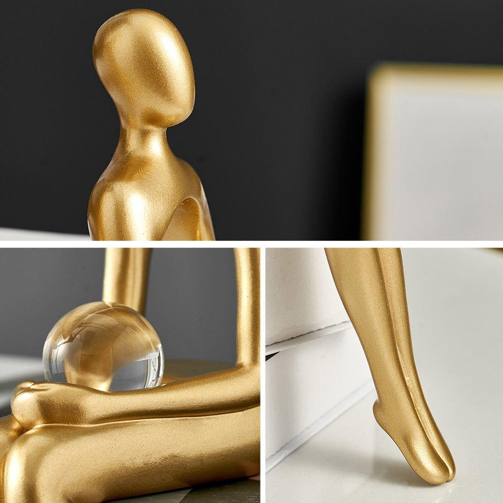 Abstract Golden Miniature Sculptures