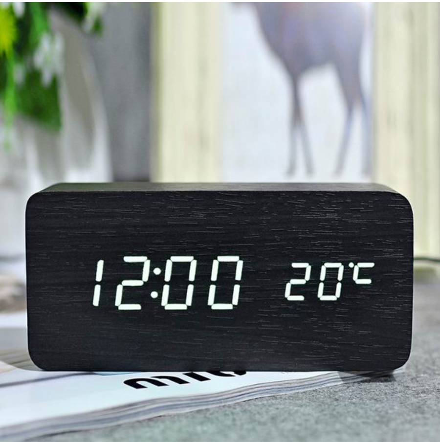 Faux Wood LED Alarm Clock