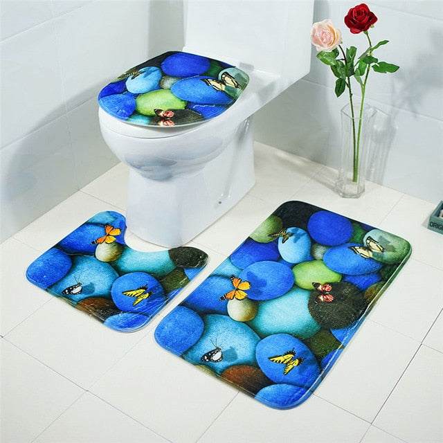 3 Piece Bathroom Mat Set