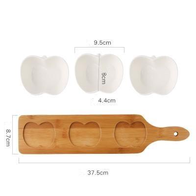 3 Piece Snack Bowl with Wooden Serving Tray