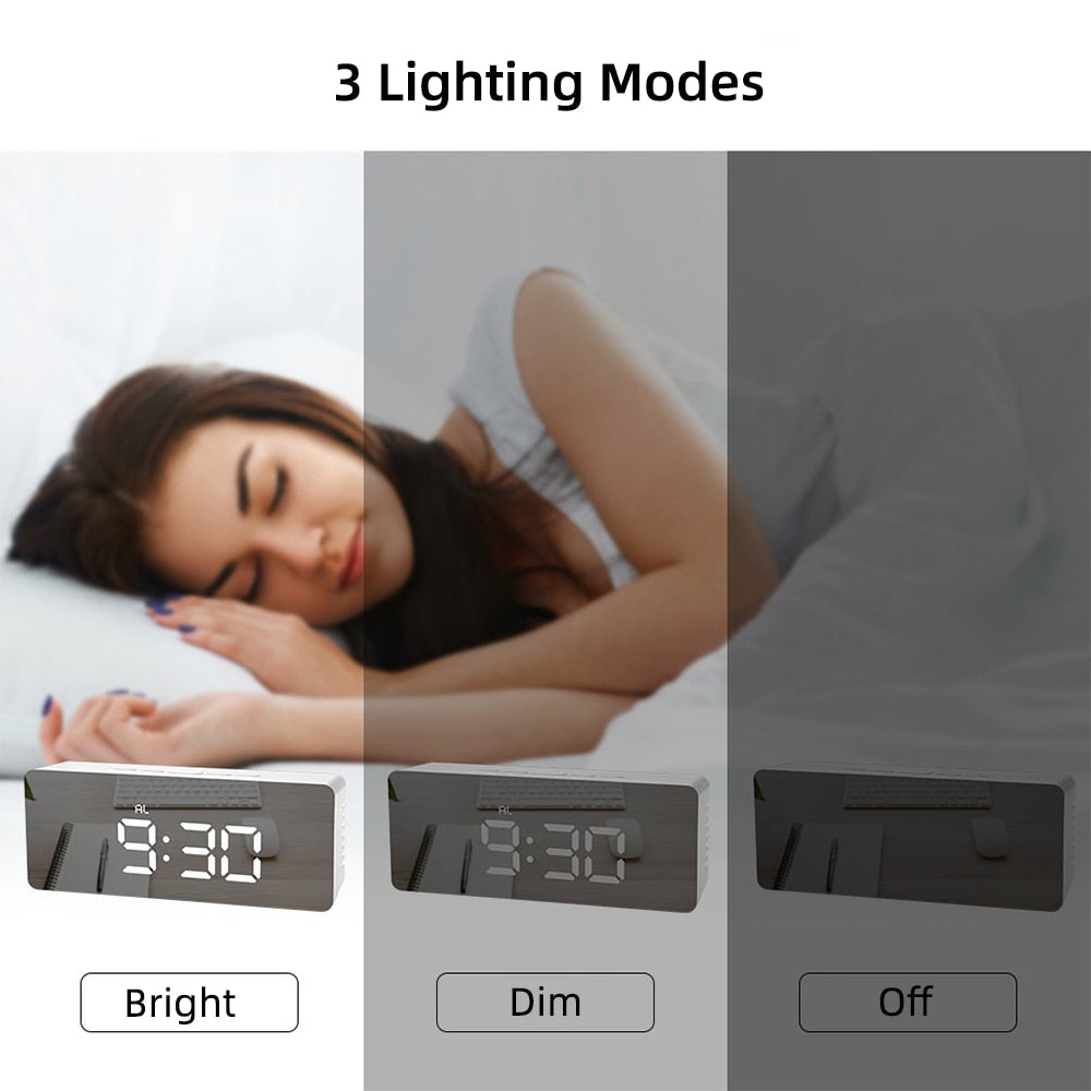 Mirror LED Alarm Clock
