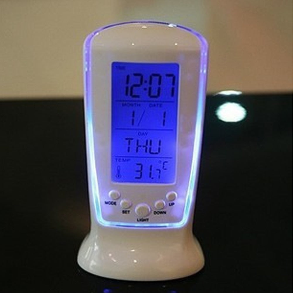 Digital Alarm Clock with Blue Backlight