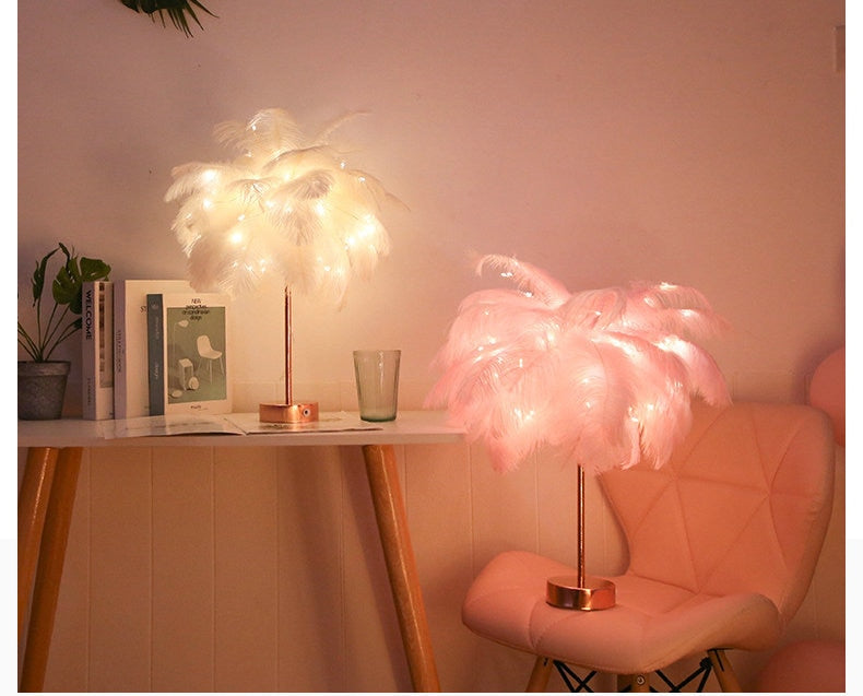 DIY Feather Table Lamp
