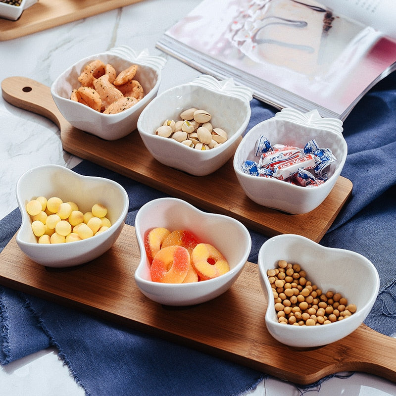 3 Piece Snack Bowl with Wooden Serving Tray