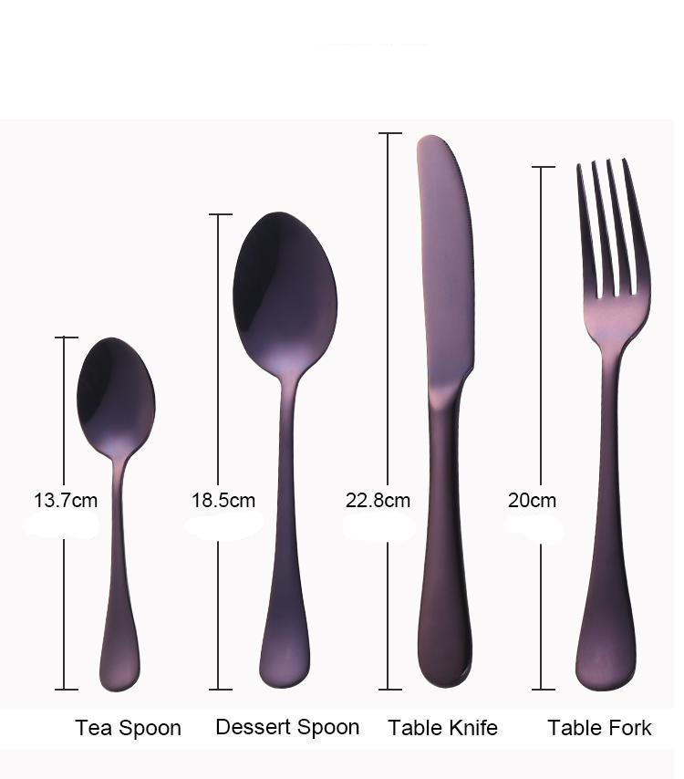 24 Piece Purple Cutlery Set