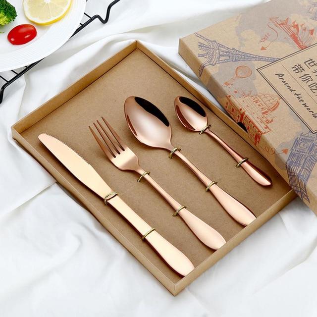 Rose Gold Cutlery Set (4 Piece)